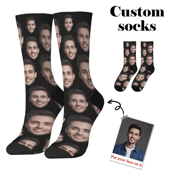 Chaussettes personnalisées avec Photo, confortables, décontractées, unisexes, nouveauté, chaussettes