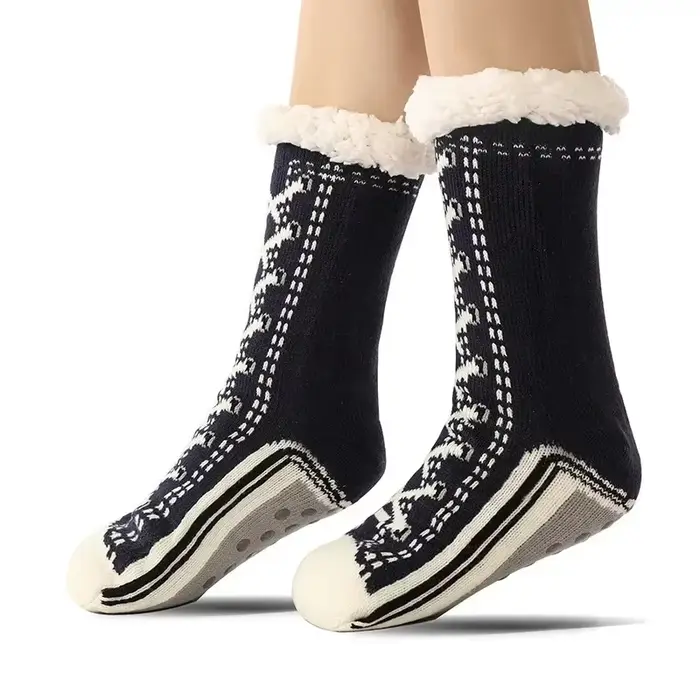 Chaussette thermique moelleuse pour femmes, Panda, hiver, peluche chaude, antidérapante, pour dormir