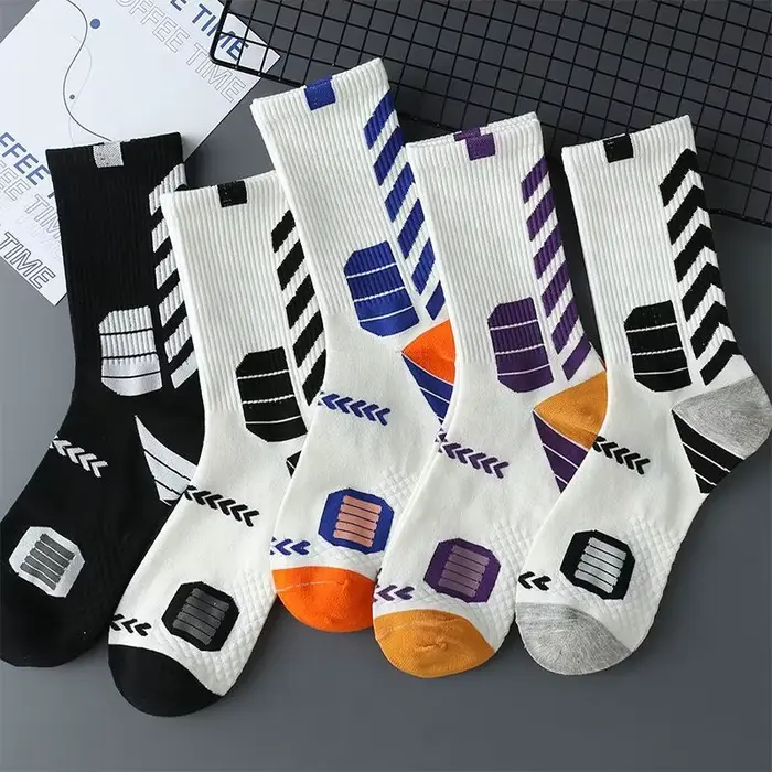 5 paires automne hiver chaussette hommes basket-ball sport Simple haut mi Tube épais mode Ins couleu