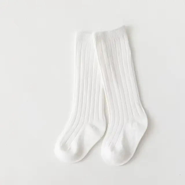 Chaussettes longues hautes en coton pour bébés garçons et filles, chaussettes douces à rayures respi