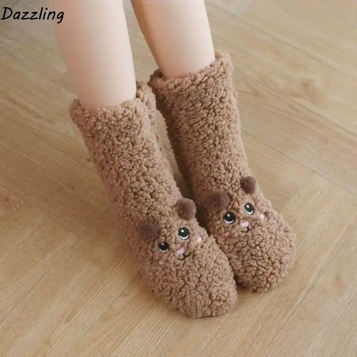 Chaussettes thermiques épaisses brodées douces