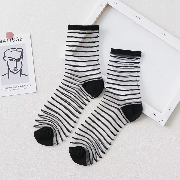 Chaussettes d'Été Transparentes en Maille de Dentelle pour Femme, Ultra-Minces, Respirantes, Courtes
