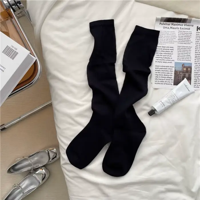 Chaussettes fines mi-hautes pour femmes, confortables, respirantes, couleur unie, noir, blanc, gris,