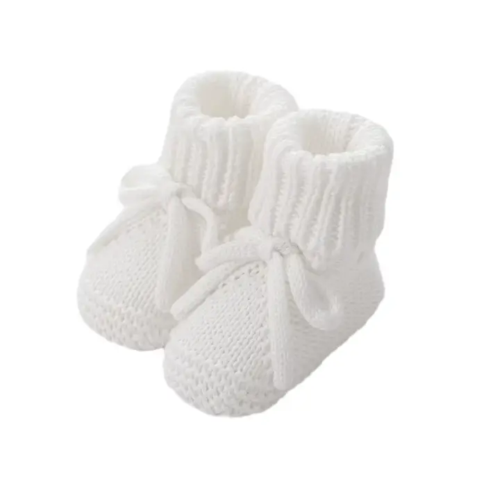 Adorables chaussures en tricot avec nœud pour bébé, chaussettes douces pour ramper, chaussettes de s
