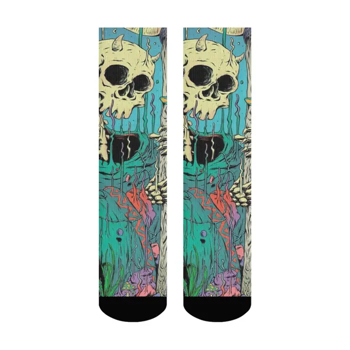 Chaussettes jarretelles décontractées de style rétro psychédélique Harajuku, style foncé et bizarre,