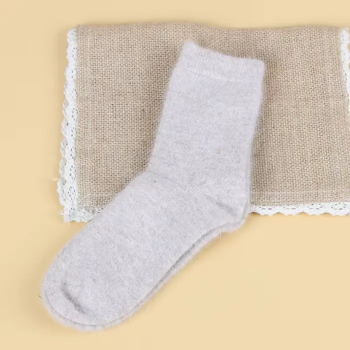 Chaussette loisirs cheville équipage floue épaisse laine de lapin femmes automne hiver chaud couleur