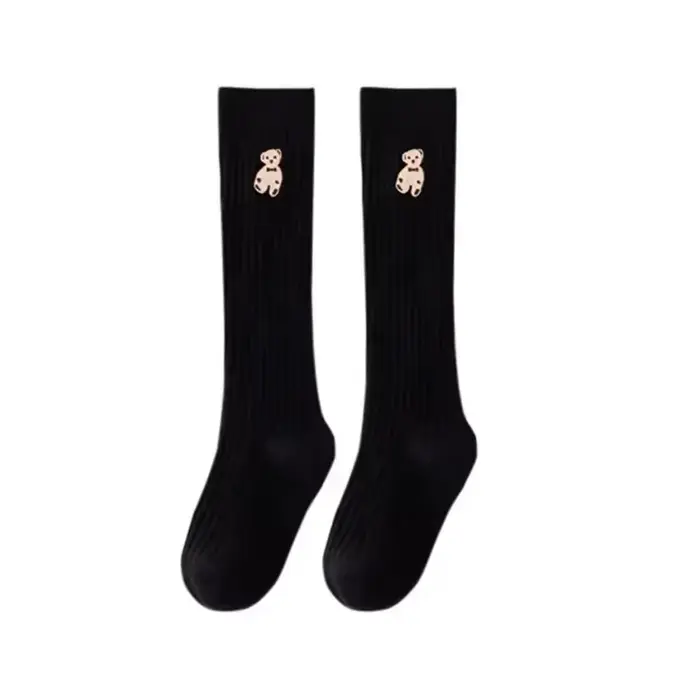 1 paire de chaussettes mignonnes pour enfants, joli ours de dessin animé, chaussettes hautes aux gen