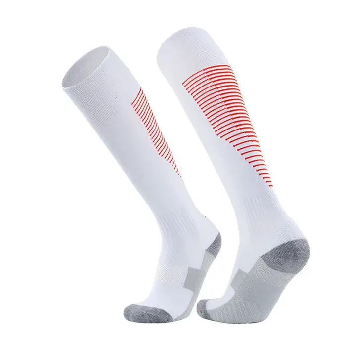 Chaussettes de football pour hommes sur le mollet chaussettes athlétiques à coussin long blanc noir 