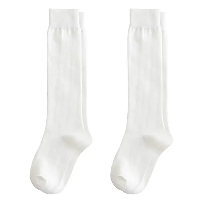 2 paires de chaussettes hautes pour femmes et filles, chaussettes tricotées pour uniforme scolaire, 