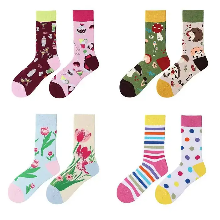 Chaussettes de Noël originales AB, mode européenne et américaine pour hommes et femmes - Chaussettes en coton colorées tendance avec design moyen et haut