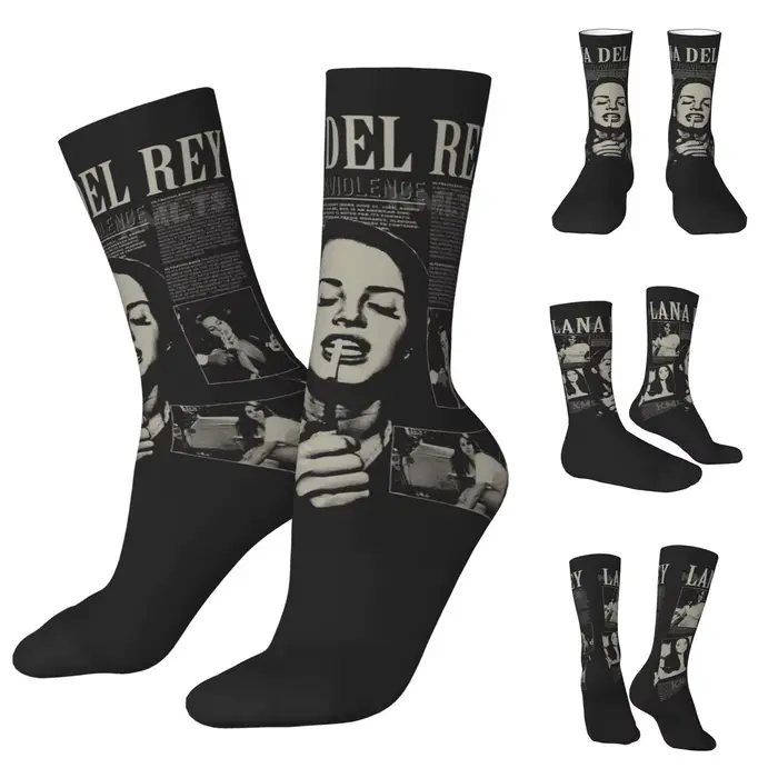 Lana Del Rey RNCan-Chaussettes unisexes, chaussettes imprimées en 3D pour la randonnée, style de rue