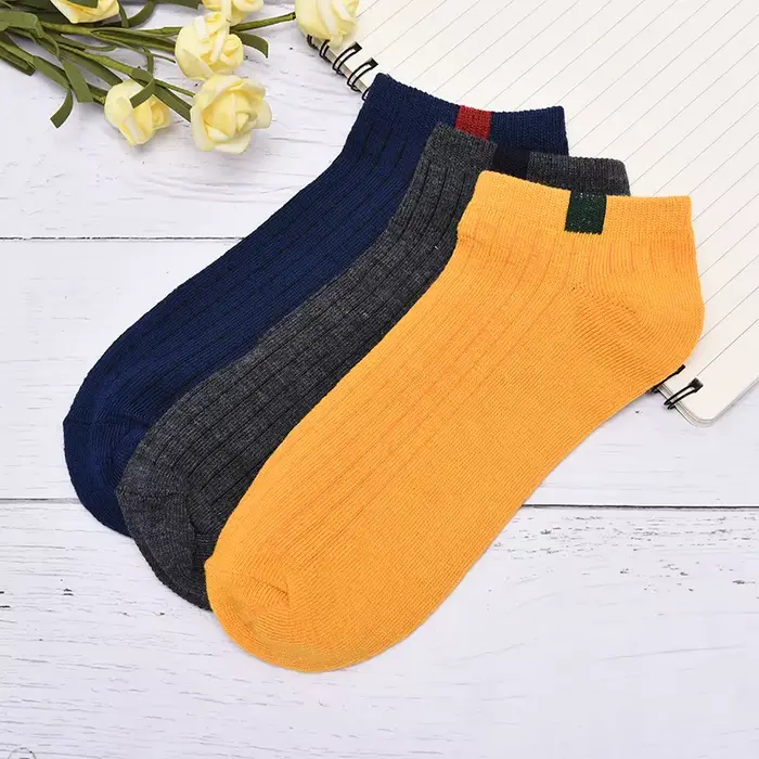Hommes 10 couleurs tissé étiquette Comfo rtable coton chaussette pantoufles courtes cheville chausse