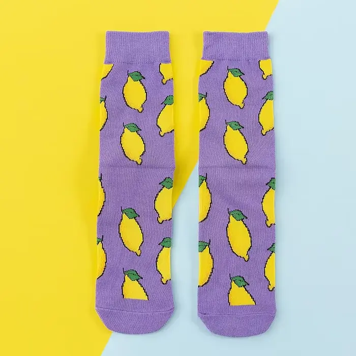 Femmes chaussettes drôle mignon dessin animé Fruits banane avocat citron oeuf Cookie beignets nourri