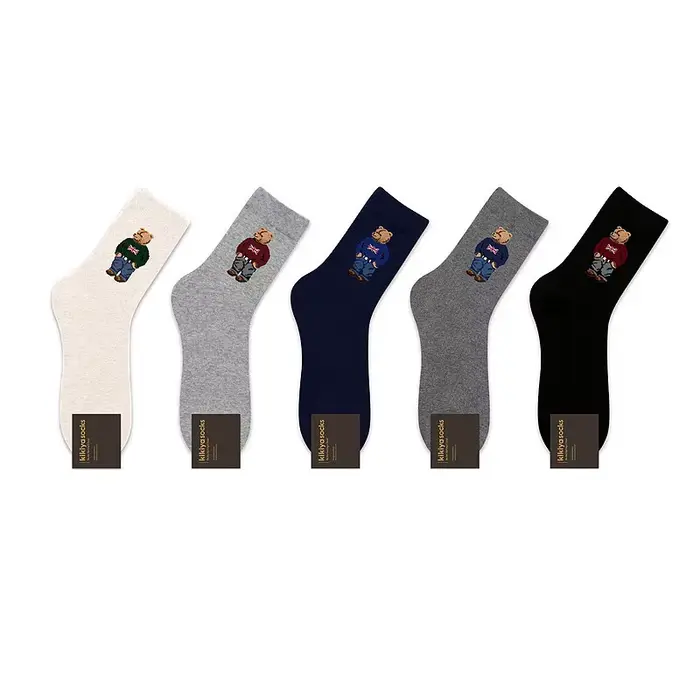 Dessin animé ours tube moyen hommes chaussettes concepteur coton