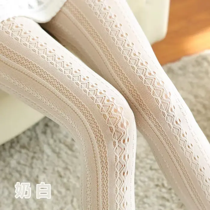 Collants résille en maille de dentelle évidée pour femmes, bas de cuisse hauts, collants assiste, li