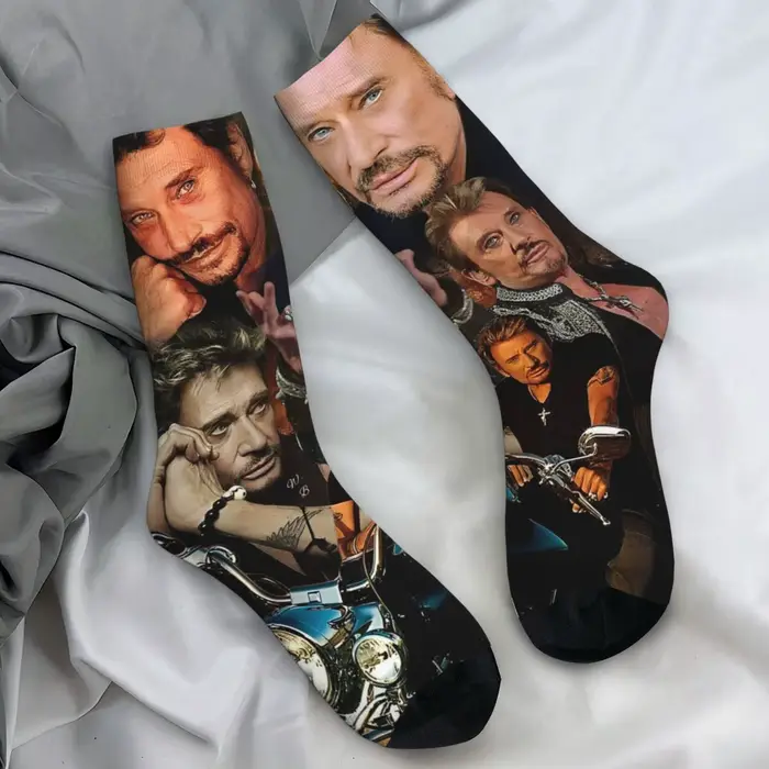 Johnny Hallyday bas France Rock chanteur conception mode chaussettes automne anti-dérapant chaussett