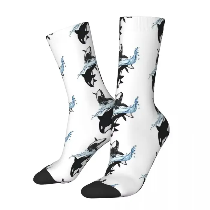 Chaussettes longues orques de mer DolDave, chaussettes d'épaulards, bas de qualité Harajuku, toutes 