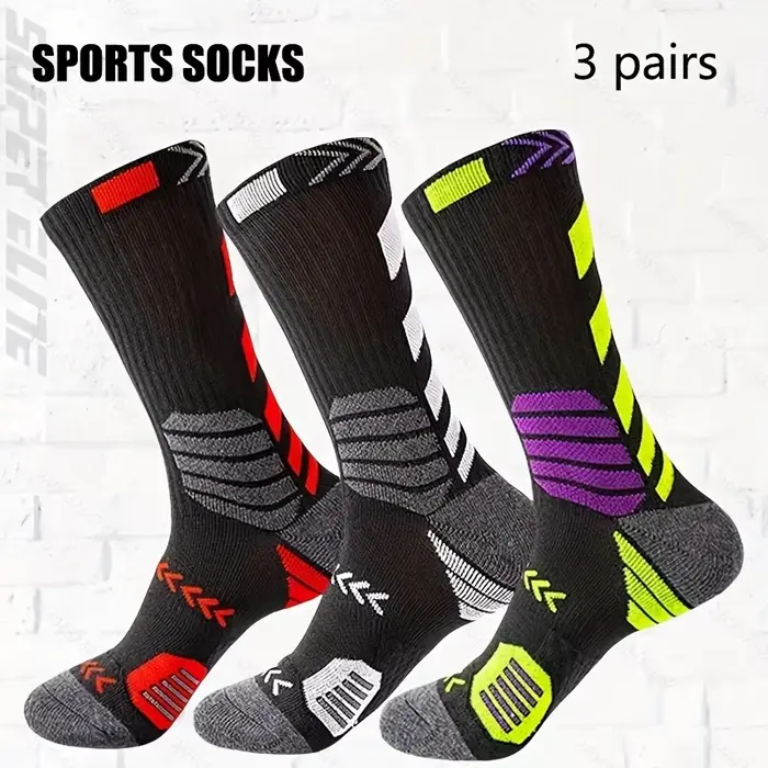 3 paires de chaussettes de sport athlétiques, respirantes, en maille épaisse, à compression, absorba