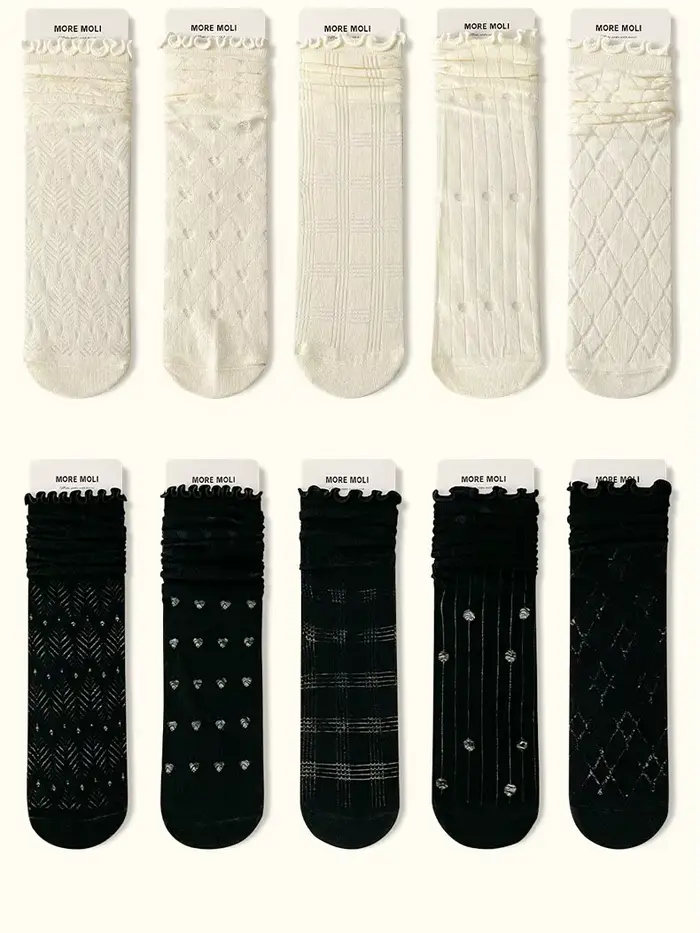 Chaussettes pour femmes Jk Harajuku, blanches et noires, printemps-été, coton, style coréen, simples, mi-tube, respirantes, confortables
