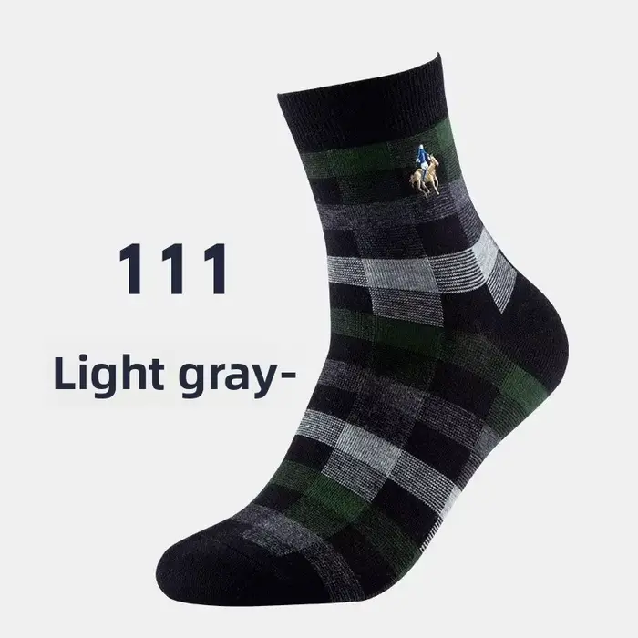 Chaussettes d'affaires pour hommes, style britannique, mi-mollet, motif damier, en coton peigné, abs
