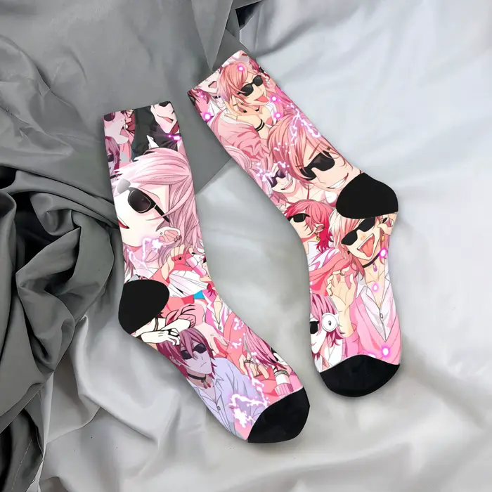 Chaussettes pour hommes Yarichin B Club Yuri bas printemps rétro chaussettes respirantes graphique c