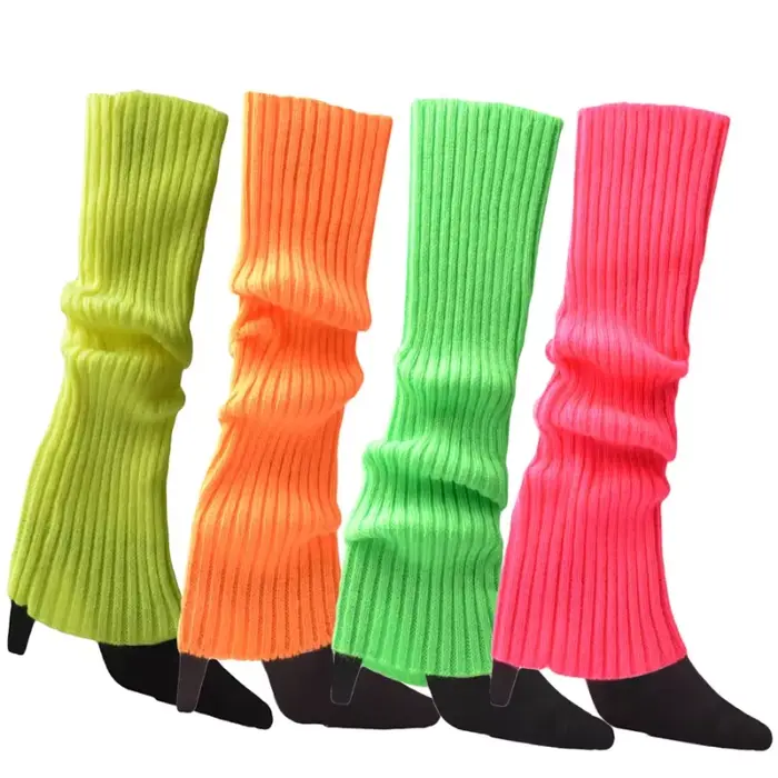 Jambières en tricot de couleur néon pour femmes