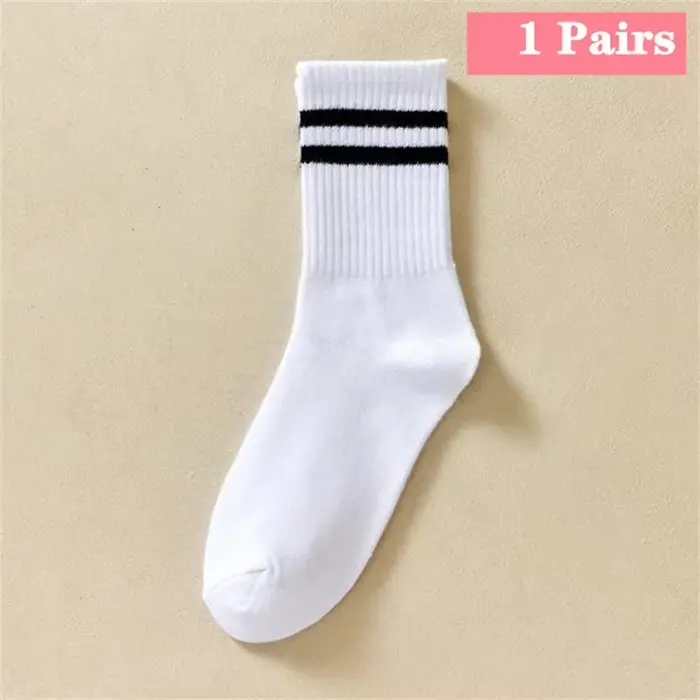 Chaussettes mi-longues pour femmes, classiques, noir, blanc, couleur unie, à la mode, décontractées,