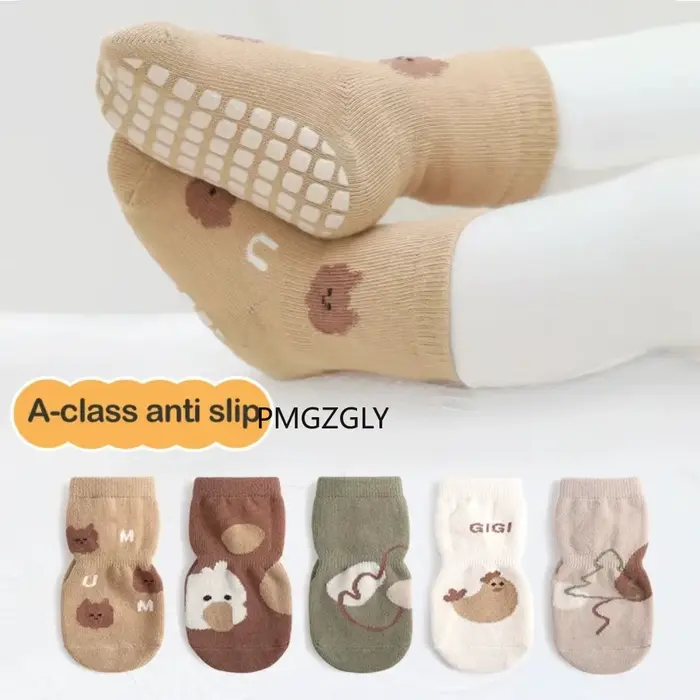 Chaussures de marche pour bébés, chaussettes de sol antidérapantes à fond souple, pour garçons et filles, 2 à 5 paires