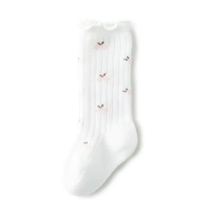 Chaussettes hautes à volants en coton doux pour nouveau-né fille, longues jusqu'au genou, pour enfan