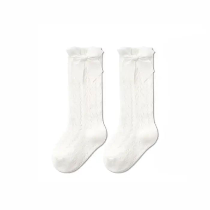 KIDCRKJ 0-3T Chaussettes d'été en maille pour bébés filles, chaussettes longues en coton tricoté pou