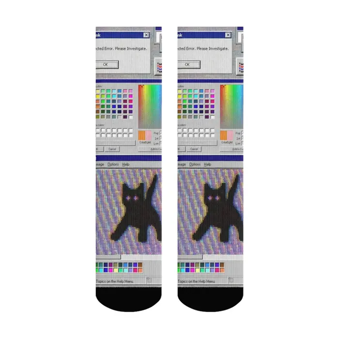 Cyber ​ ​ Chaussettes pour hommes imprimées avec motif fenêtre pop-up de panne de système informatiq
