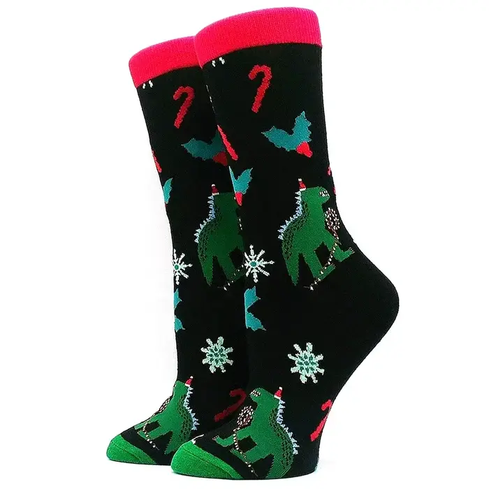 Chaussettes de noël pour femmes, intéressantes, père noël, flocon de neige, élan, en coton, chausset
