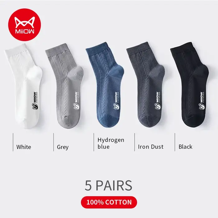 MiiOW – chaussettes en coton pour homme, lot de 5 paires, imprimées, chaudes, longues, colorées, de 