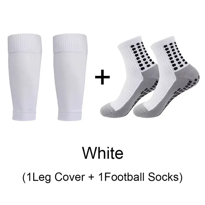 Ensemble de 2 paires de chaussettes et genouillères de Football pour hommes, manches de mollet, prot