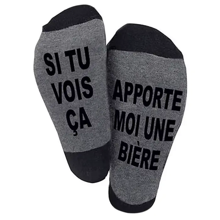 Chaussettes drôles avec dicton vous pouvez lire ceci, apportez-moi des lettres bière, cadeaux bonnet
