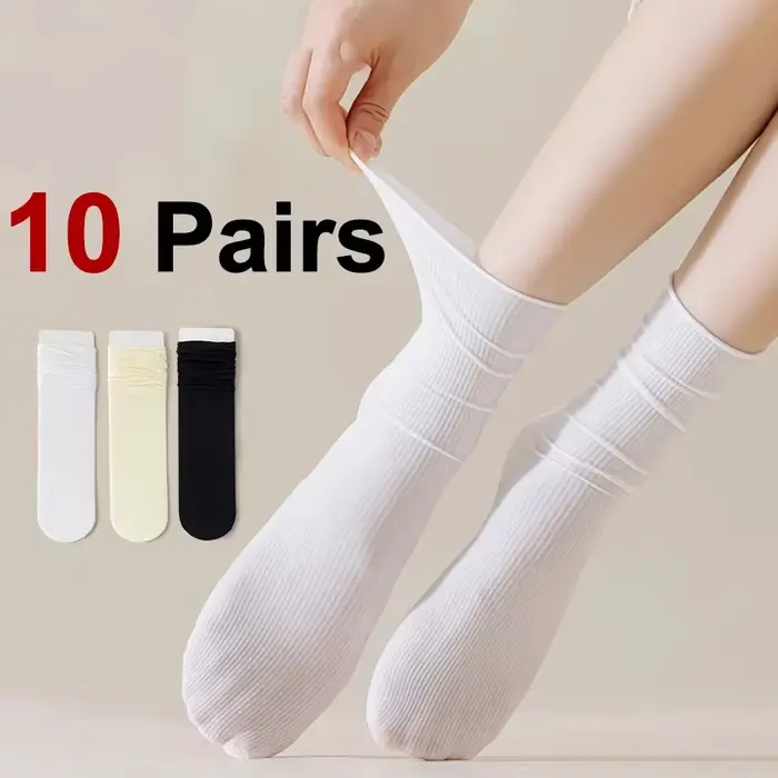 10 paires de chaussettes mi-longues pour femmes
