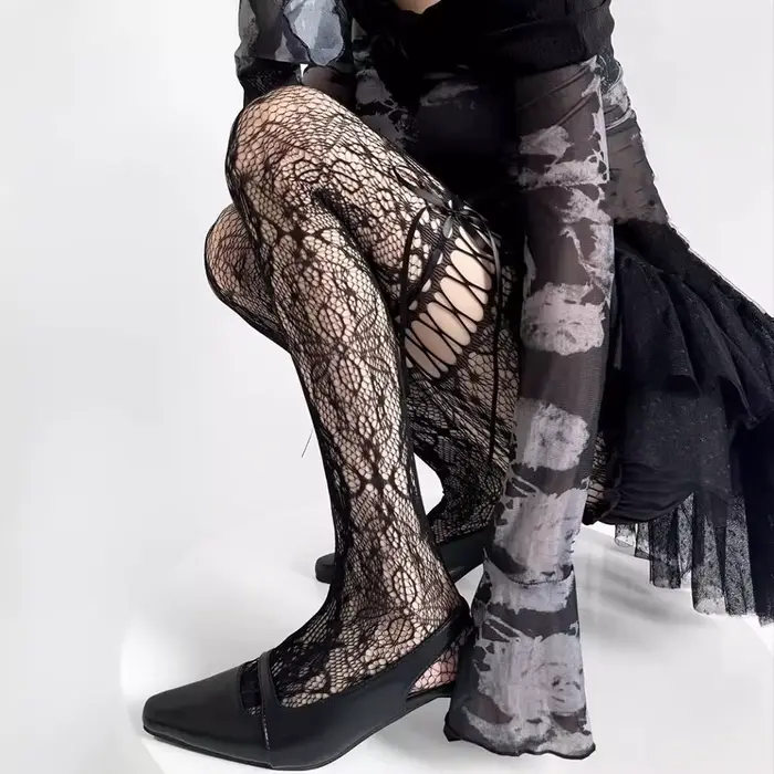 Collants fins en dentelle pour femmes