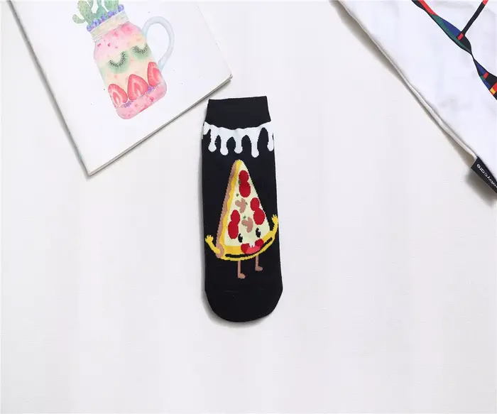 Chaussettes courtes amusantes pour femmes, chaussettes mignonnes, hamburgers, frites, matut, coke, d
