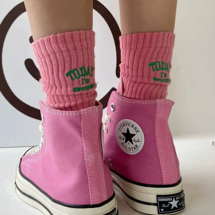 Chaussettes drôles coton broderie lettre aujourd'hui je suis génial japon coréen