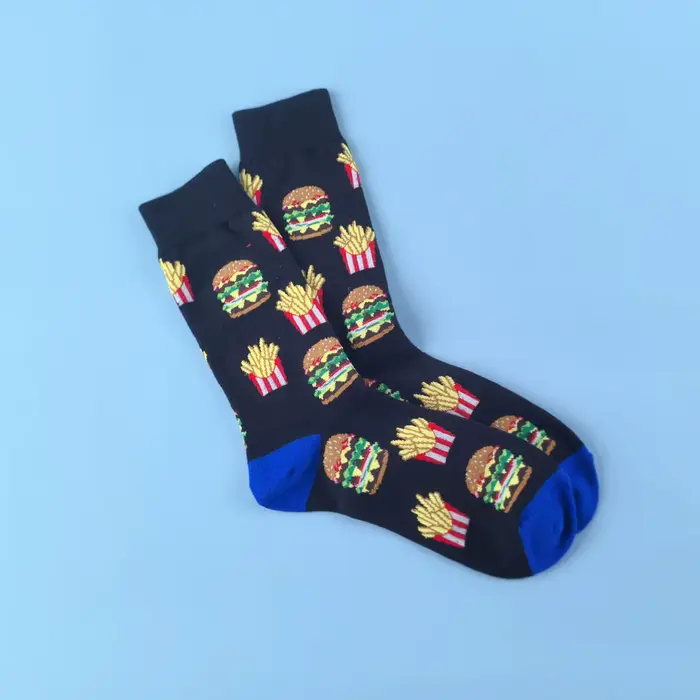 1 paire de chaussettes Burger frite françaises élégantes et uniques, design unisexe, parfaites pour 