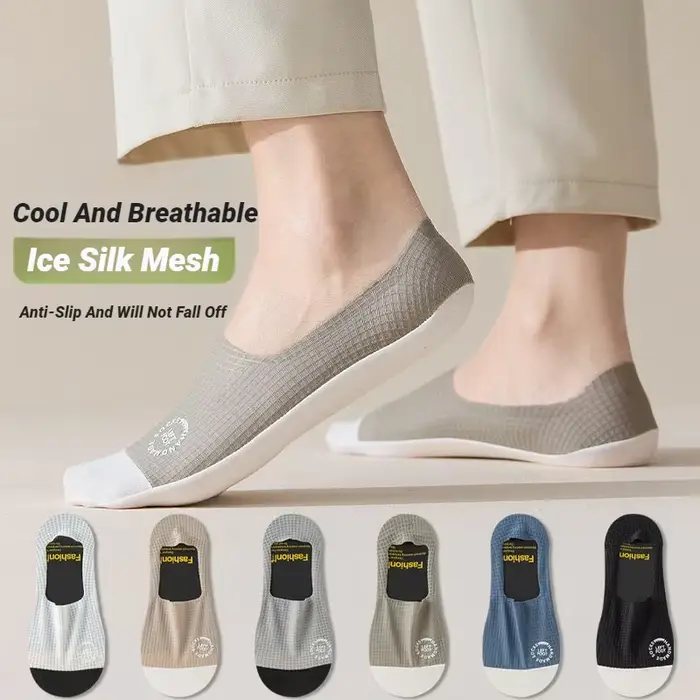 Chaussettes bateau invisibles pour hommes à motif gaufré, fines, respirantes, confortables, de haute qualité, absorbant la transpiration, en maille décontractée