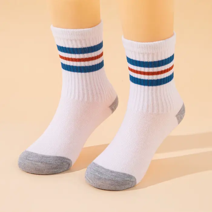 10 paires de chaussettes de sport mi-mollet pour enfants