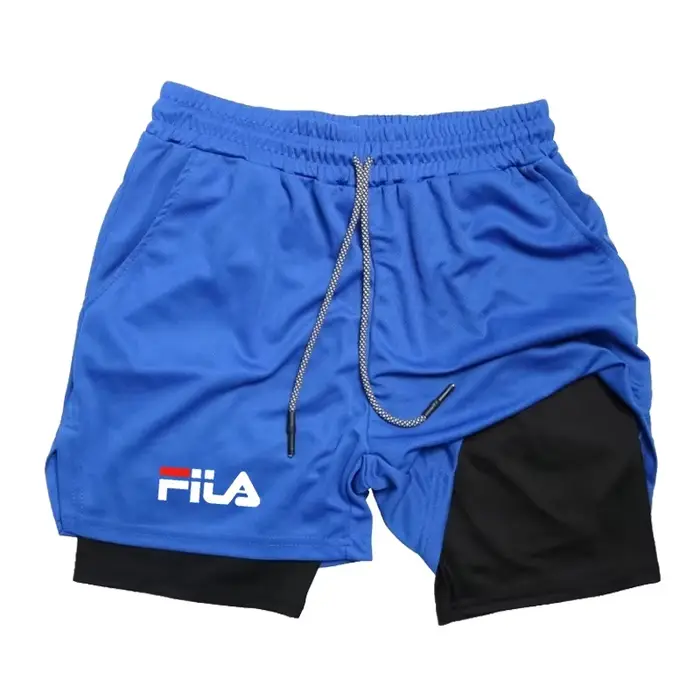 Shorts de sport multifonctionnels 2-en-1 double couche pour hommes, idéaux pour l'entraînement, le j