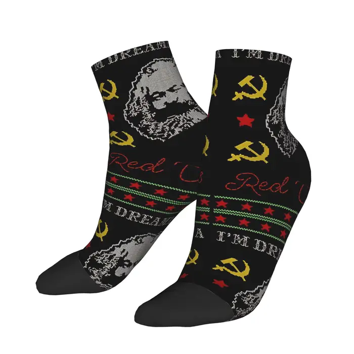Karl Marx je rêve d'un rouge chaussettes de noël imprimer gothique chaussettes décontractées printem