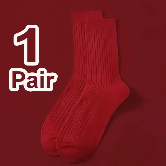 1 paire de chaussettes de vacances rouges unisexes, à la mode, pour nouvel an chinois, mariage, doux