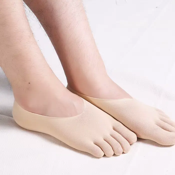 Chaussettes à orteils pour hommes, été, chaussettes invisibles à bout de couleur, en coton, antidéra