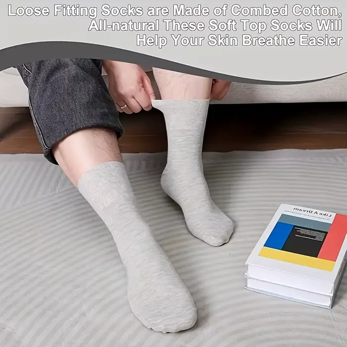 1 paire de chaussettes diabétiques pour hommes et femmes, sans ceinture élastique, chaussettes diabé