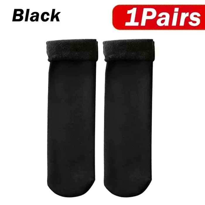 Chaussettes thermiques épaisses pour femmes, peau noire, laine, cachemire, nylon, sans couture, chau