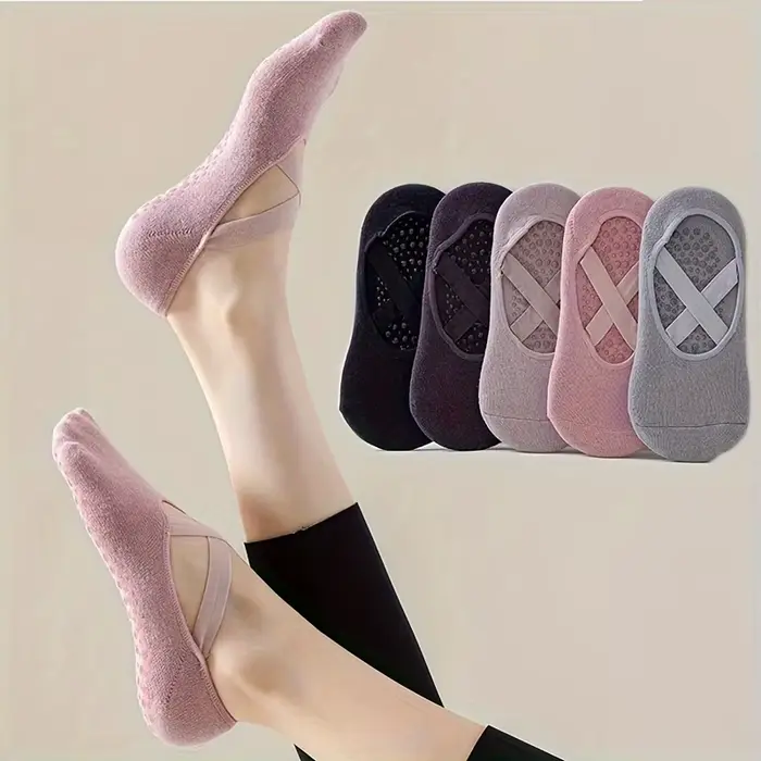 Chaussettes de yoga antidérapantes 1/2/3/4/5 pour femmes