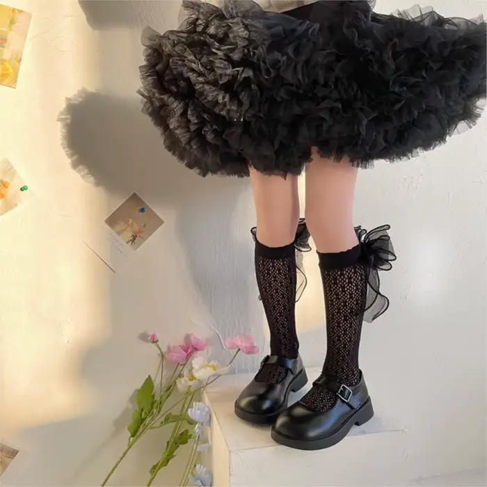 Chaussettes en dentelle respirantes pour bébés et filles - Chaussettes tube en dentelle Lolita pour 